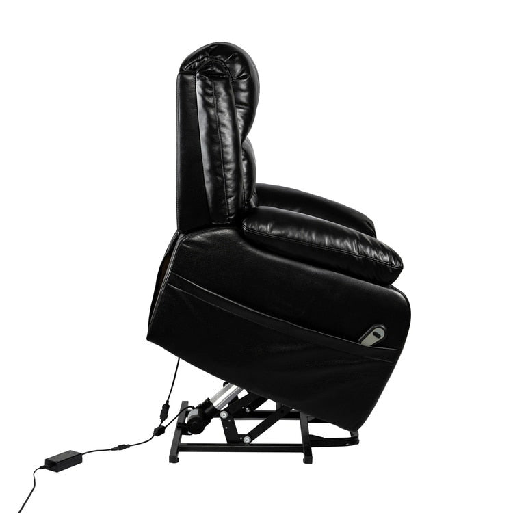 Sillón reclinable eléctrico de lujo con elevador asistido y respaldo dividido, para personas mayores, de piel sintética