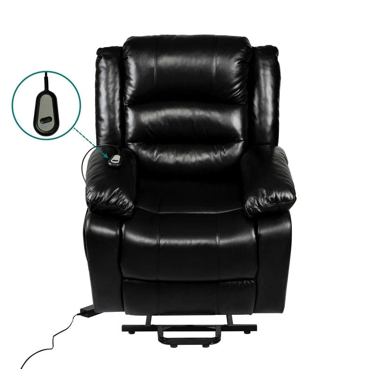 Sillón reclinable eléctrico de lujo con elevador asistido y respaldo dividido, para personas mayores, de piel sintética