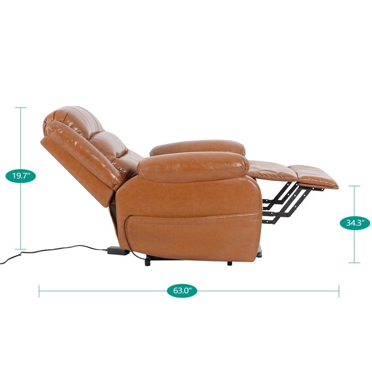 Sillón reclinable eléctrico de lujo con elevador asistido y respaldo dividido, para personas mayores, de piel sintética