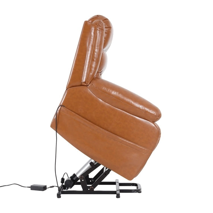 Sillón reclinable eléctrico de lujo con elevador asistido y respaldo dividido, para personas mayores, de piel sintética