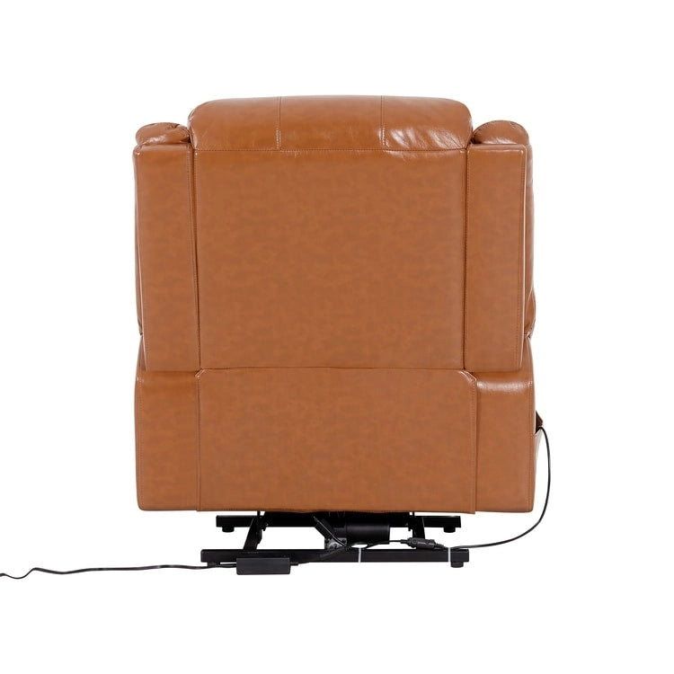 Sillón reclinable eléctrico de lujo con elevador asistido y respaldo dividido, para personas mayores, de piel sintética