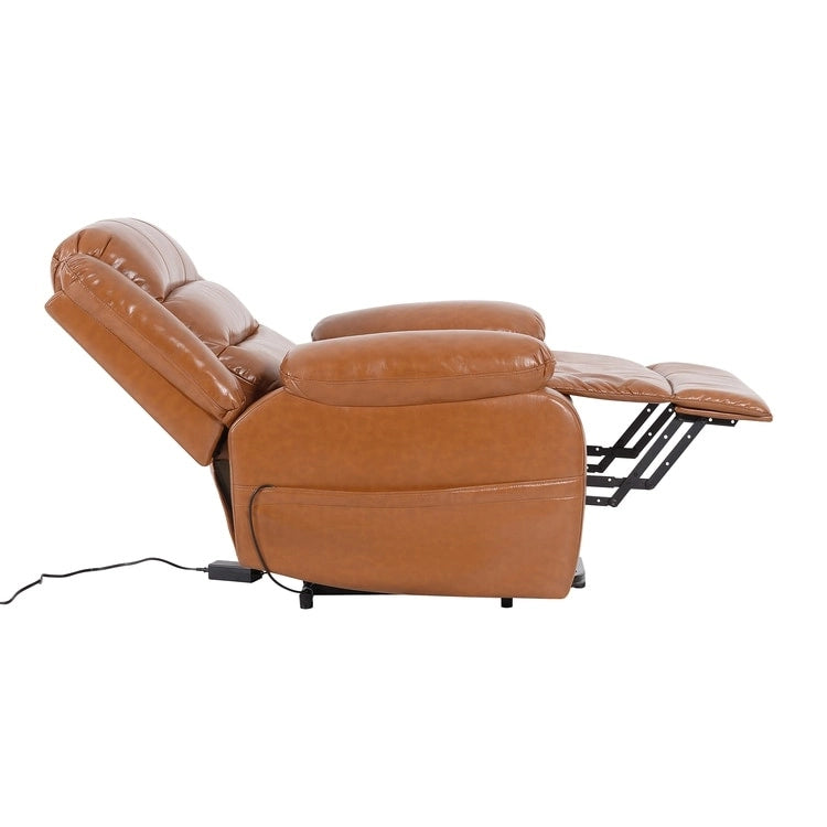 Sillón reclinable eléctrico de lujo con elevador asistido y respaldo dividido, para personas mayores, de piel sintética
