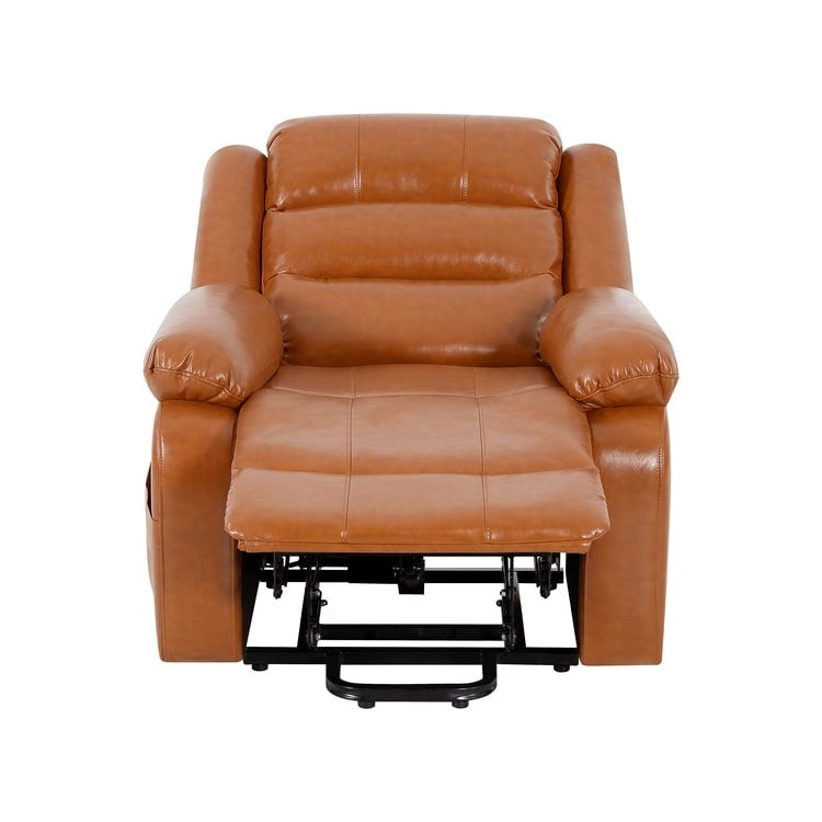 Sillón reclinable eléctrico de lujo con elevador asistido y respaldo dividido, para personas mayores, de piel sintética