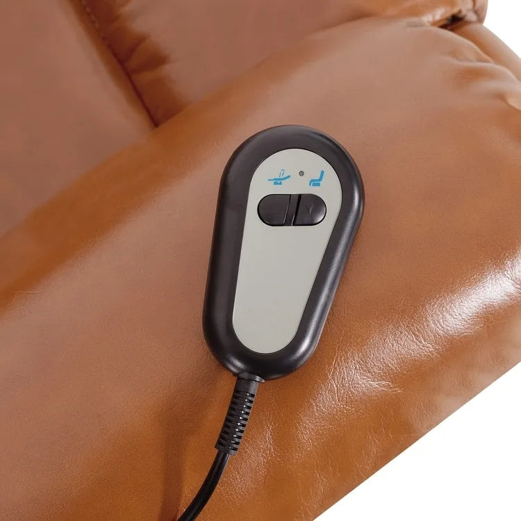Sillón reclinable eléctrico de lujo con elevador asistido y respaldo dividido, para personas mayores, de piel sintética