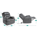 Sillón reclinable eléctrico de lujo con elevador asistido y respaldo dividido, para personas mayores, de piel sintética