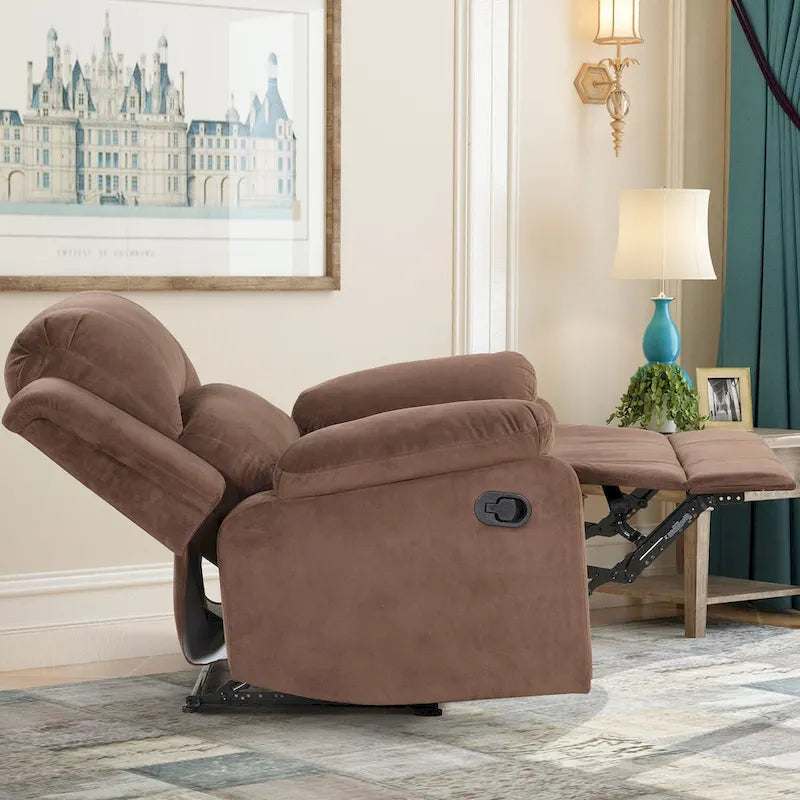 Sillón reclinable manual con acolchado suave, tejido transpirable y respetuoso con la piel