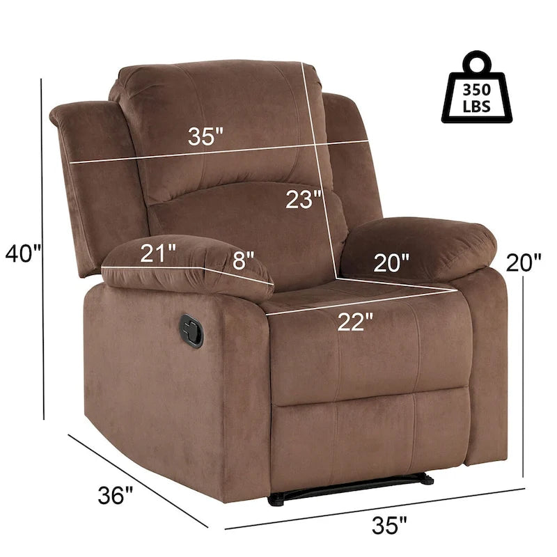 Sillón reclinable manual con acolchado suave, tejido transpirable y respetuoso con la piel