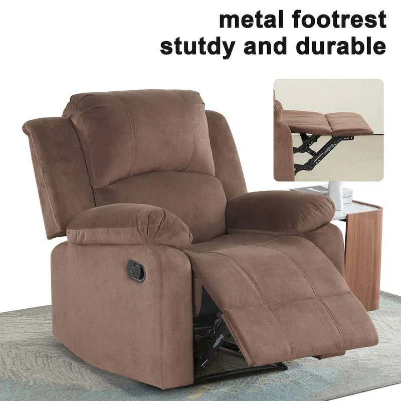 Sillón reclinable manual con acolchado suave, tejido transpirable y respetuoso con la piel