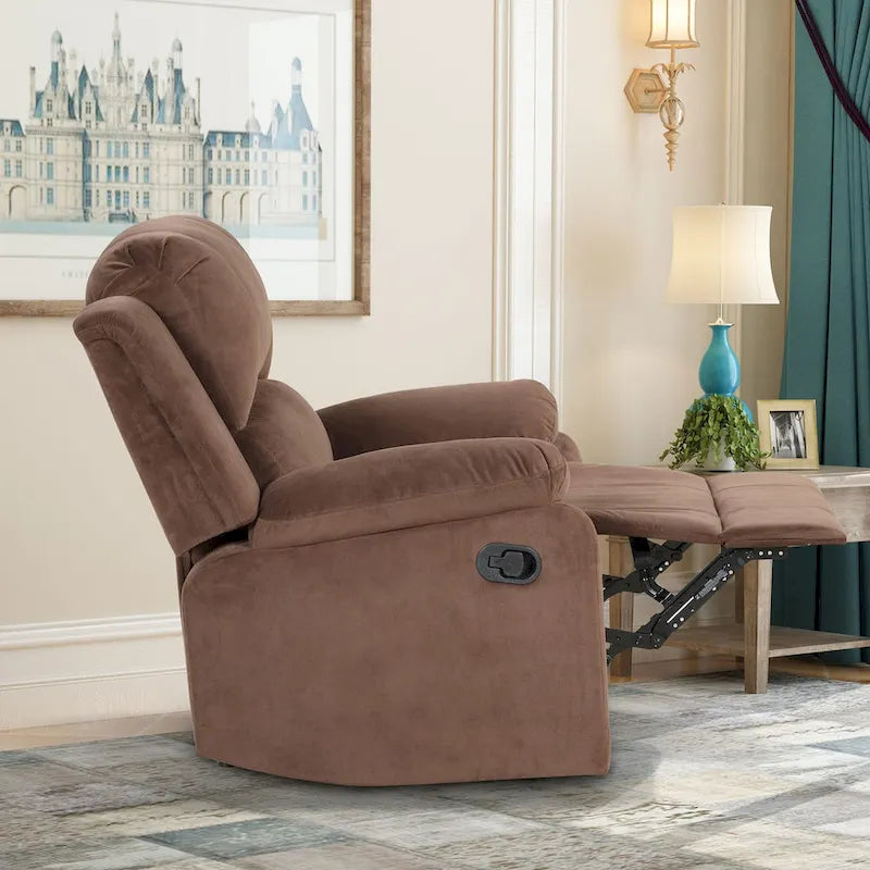 Sillón reclinable manual con acolchado suave, tejido transpirable y respetuoso con la piel