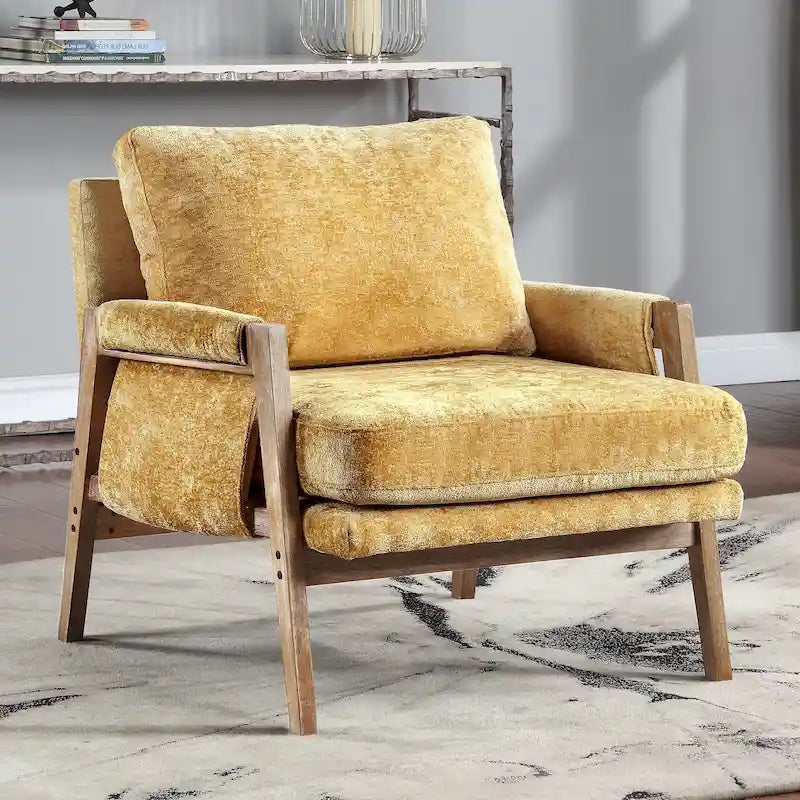 Sillón de ocio tapizado en chenilla de 30 W, estilo moderno de mediados de siglo