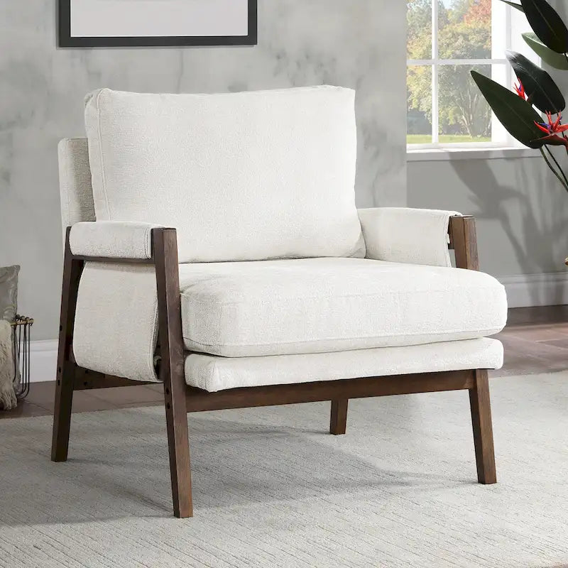 Sillón de ocio tapizado en chenilla de 30 W, estilo moderno de mediados de siglo