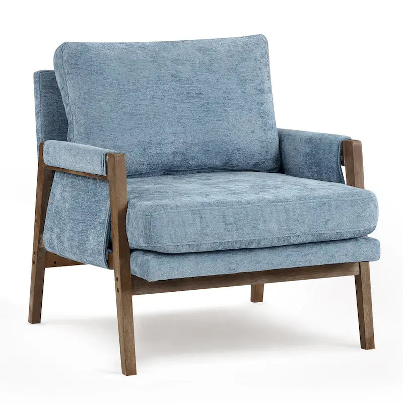 Sillón de ocio tapizado en chenilla de 30 W, estilo moderno de mediados de siglo