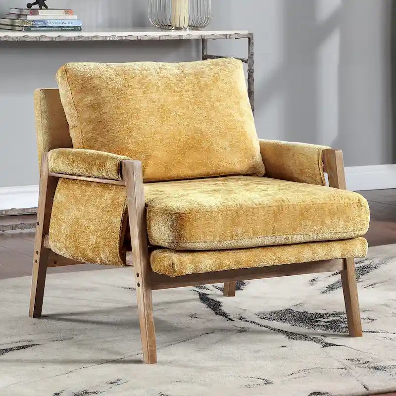Sillón de ocio tapizado en chenilla de 30 W, estilo moderno de mediados de siglo