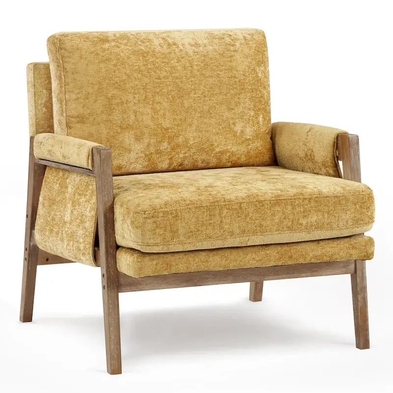 Sillón de ocio tapizado en chenilla de 30 W, estilo moderno de mediados de siglo
