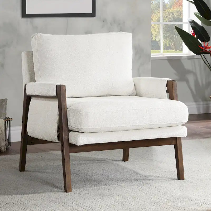 Sillón de ocio tapizado en chenilla de 30 W, estilo moderno de mediados de siglo