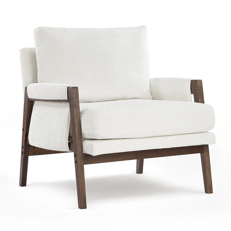 Sillón de ocio tapizado en chenilla de 30 W, estilo moderno de mediados de siglo