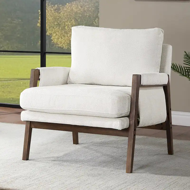 Sillón de ocio tapizado en chenilla de 30 W, estilo moderno de mediados de siglo