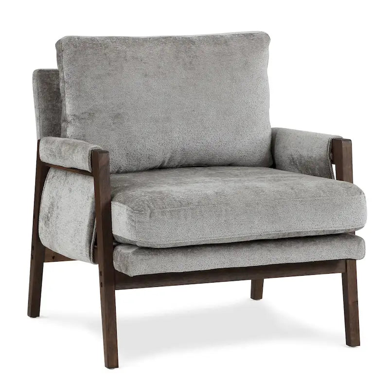 Sillón de ocio tapizado en chenilla de 30 W, estilo moderno de mediados de siglo