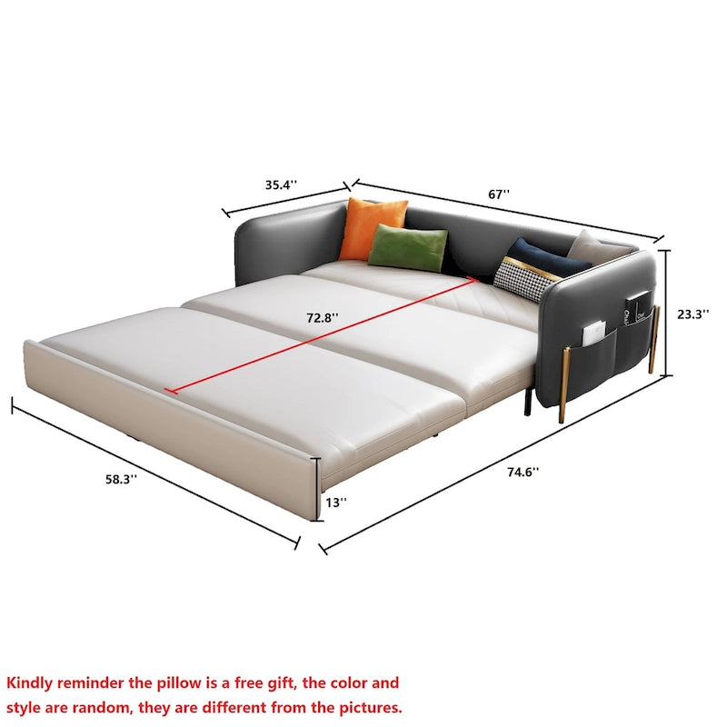 Sofá Cama Queen Moderno de 67 pulg. de Ancho con Deslizamiento