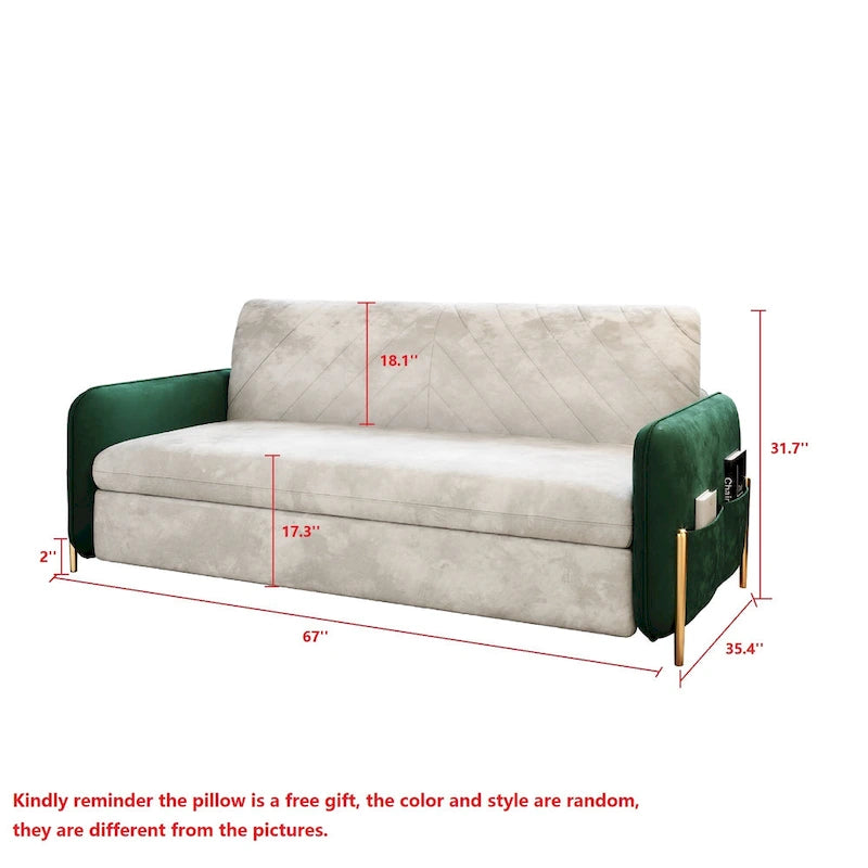Sofá Cama Queen Moderno de 67 pulg. de Ancho con Deslizamiento