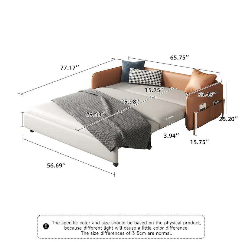 Sofá Cama Queen Moderno de 67 pulg. de Ancho con Deslizamiento