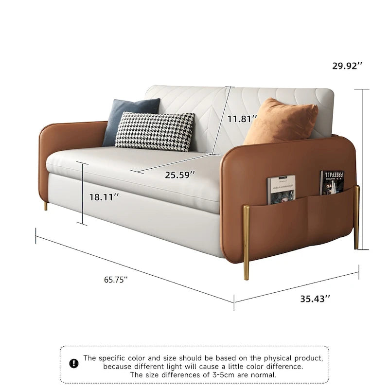 Sofá Cama Queen Moderno de 67 pulg. de Ancho con Deslizamiento