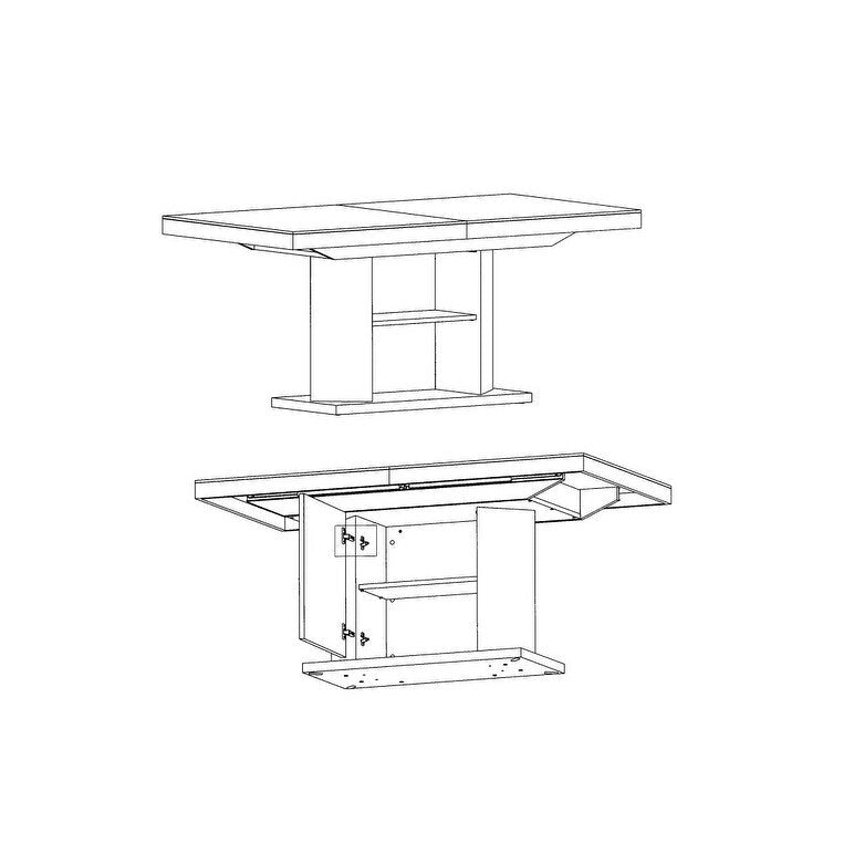 Mesa de comedor extensible con almacenamiento