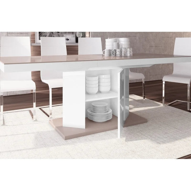 Mesa de comedor extensible con almacenamiento