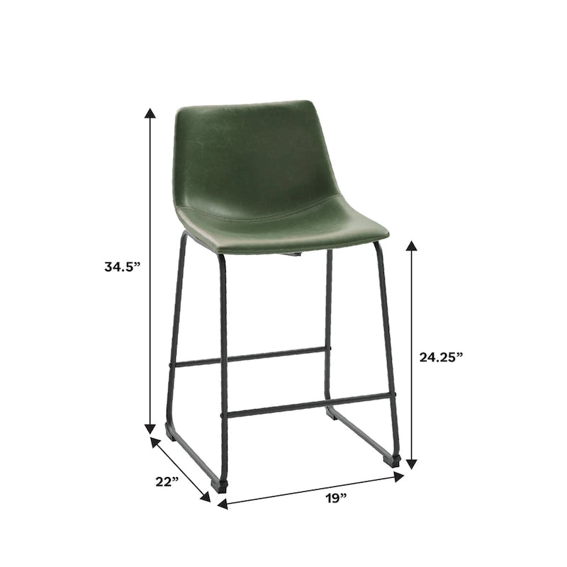 Taburete de mostrador de cuero sintético de 26 pulgadas