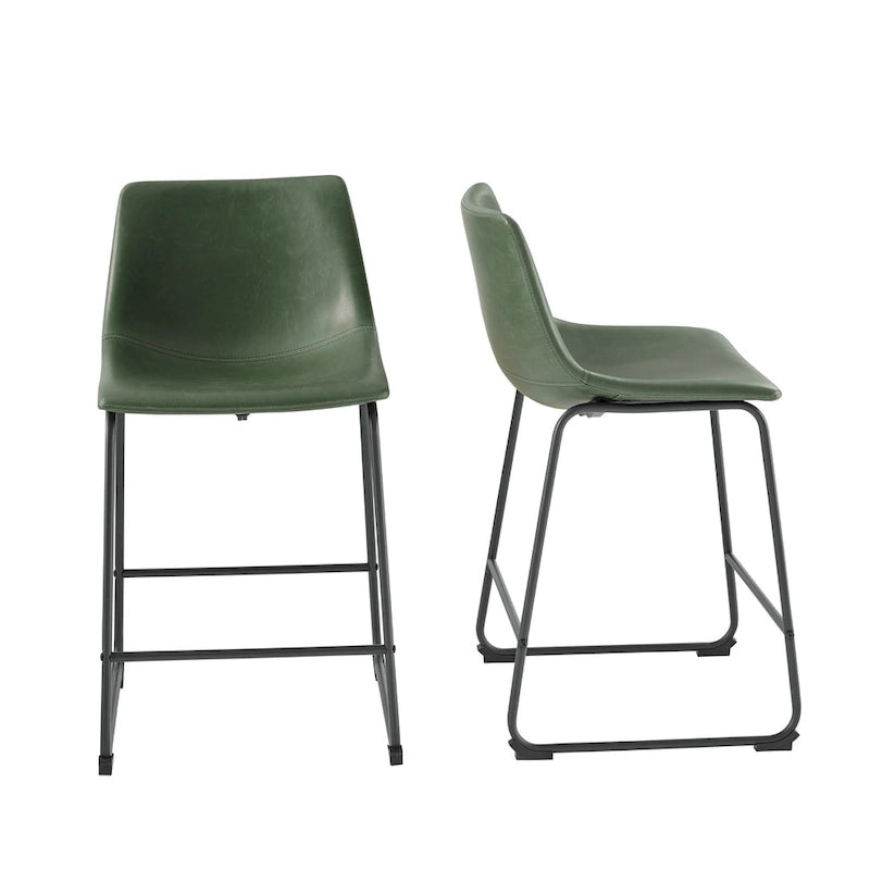 Taburete de mostrador de cuero sintético de 26 pulgadas