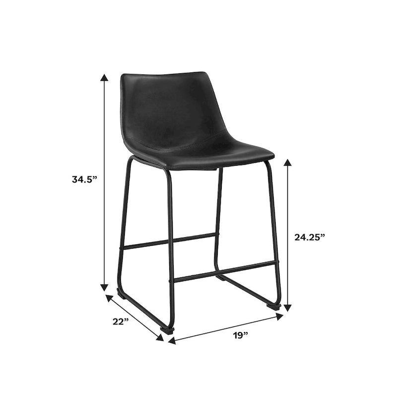 Taburete de mostrador de cuero sintético de 26 pulgadas