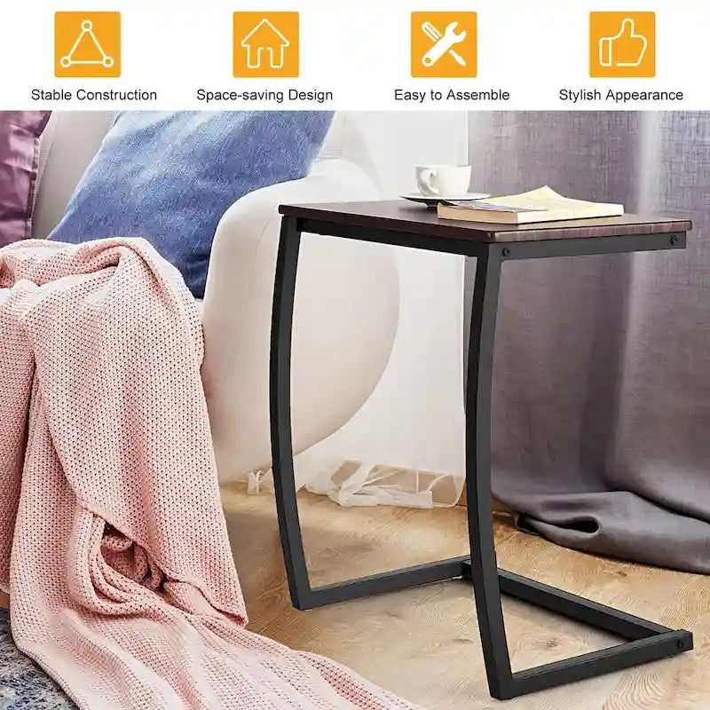 Mesa auxiliar de sofá, mesa auxiliar con forma de C, mesa auxiliar, mesa de bandeja para TV
