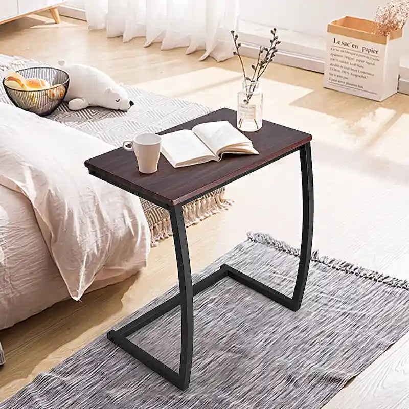 Mesa auxiliar de sofá, mesa auxiliar con forma de C, mesa auxiliar, mesa de bandeja para TV