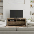 Mueble contemporáneo de madera maciza para TV y multimedia de 50 pulgadas de ancho en color marrón ahumado para televisores de hasta 55 pulgadas - 16p x 50an x 20al