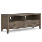 Mueble contemporáneo de madera maciza para TV y multimedia de 50 pulgadas de ancho en color marrón ahumado para televisores de hasta 55 pulgadas - 16p x 50an x 20al