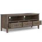 Mueble contemporáneo de madera maciza para TV y multimedia de 50 pulgadas de ancho en color marrón ahumado para televisores de hasta 55 pulgadas - 16p x 50an x 20al