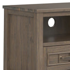 Mueble contemporáneo de madera maciza para TV y multimedia de 50 pulgadas de ancho en color marrón ahumado para televisores de hasta 55 pulgadas - 16p x 50an x 20al