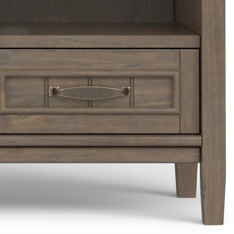 Mueble contemporáneo de madera maciza para TV y multimedia de 50 pulgadas de ancho en color marrón ahumado para televisores de hasta 55 pulgadas - 16p x 50an x 20al