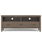 Mueble contemporáneo de madera maciza para TV y multimedia de 50 pulgadas de ancho en color marrón ahumado para televisores de hasta 55 pulgadas - 16p x 50an x 20al