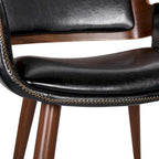 Silla de comedor de mediados de siglo de piel sintética con patas de metal