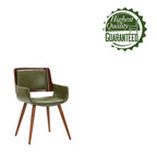 Silla de comedor de mediados de siglo de piel sintética con patas de metal