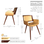 Silla de comedor de mediados de siglo de piel sintética con patas de metal