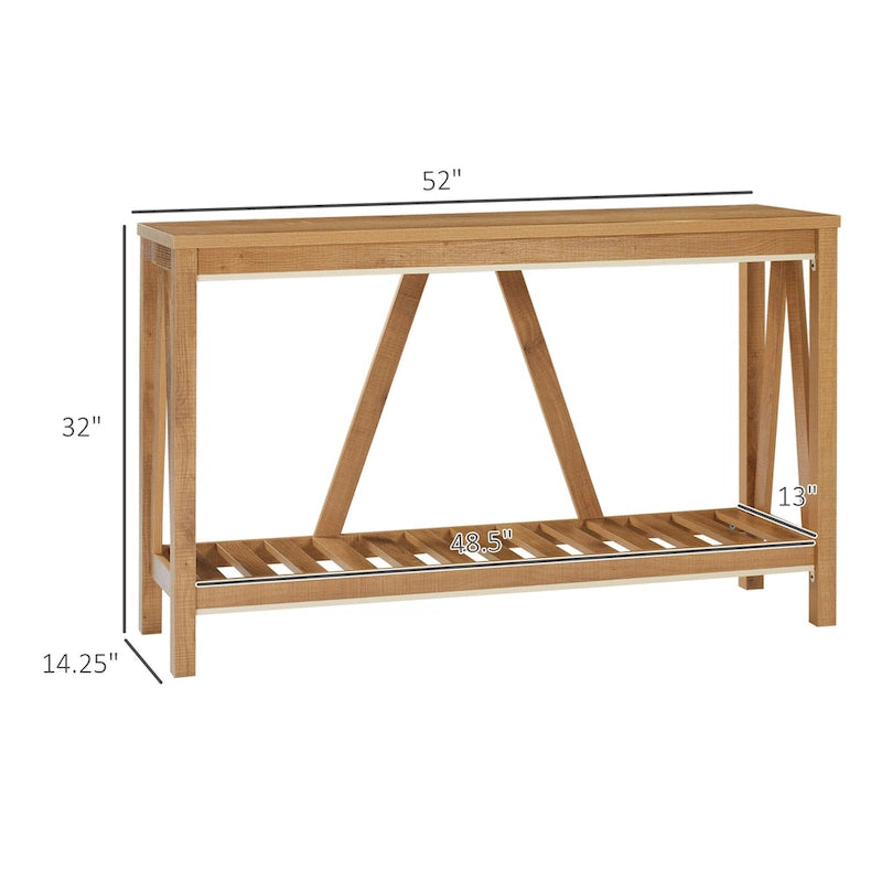 Mesa consola rústica con estante de almacenamiento