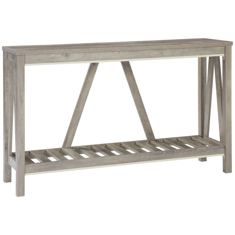 Mesa consola rústica con estante de almacenamiento