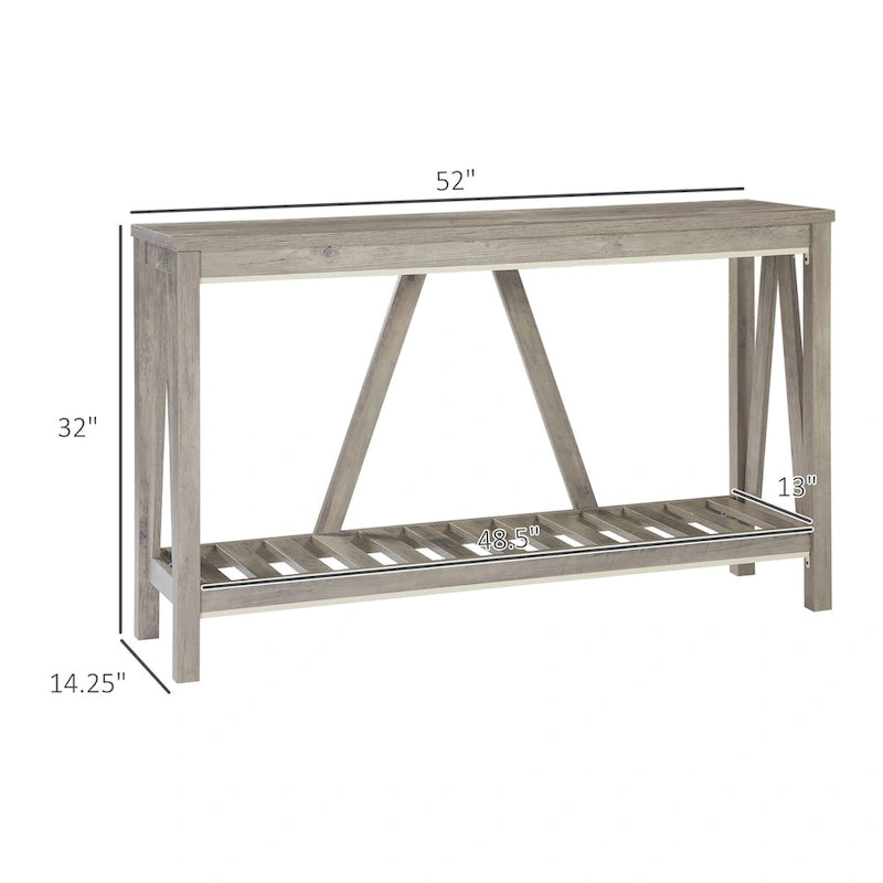 Mesa consola rústica con estante de almacenamiento