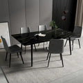 Mesa de comedor de cocina rectangular blanca de 70,8 pulgadas, con tablero de mármol de piedra sinterizada y patas de metal