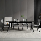 Mesa de comedor de cocina rectangular blanca de 70,8 pulgadas, con tablero de mármol de piedra sinterizada y patas de metal