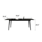 Mesa de comedor de cocina rectangular blanca de 70,8 pulgadas, con tablero de mármol de piedra sinterizada y patas de metal