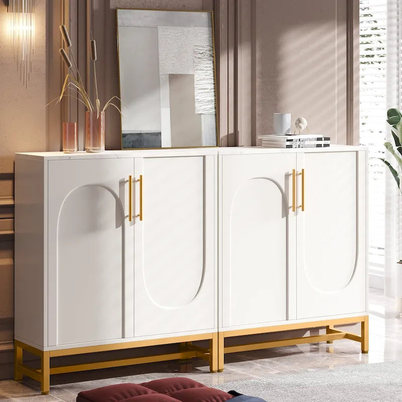 Mueble aparador con almacenamiento, aparador moderno de 4 puertas con estante ajustable para sala de estar, cocina, comedor, pasillo