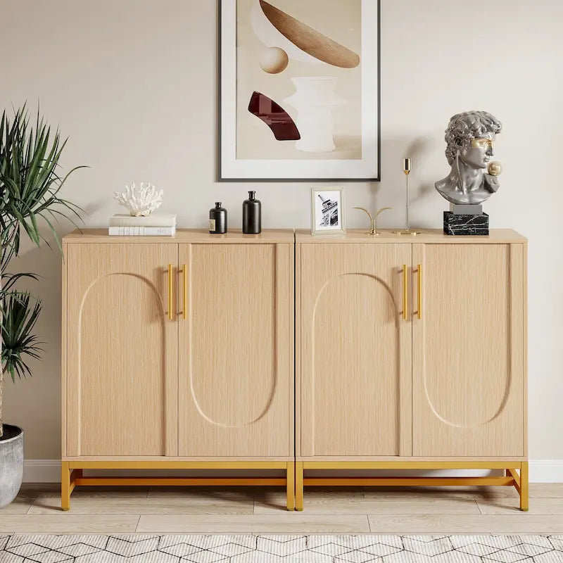 Mueble aparador con almacenamiento, aparador moderno de 4 puertas con estante ajustable para sala de estar, cocina, comedor, pasillo